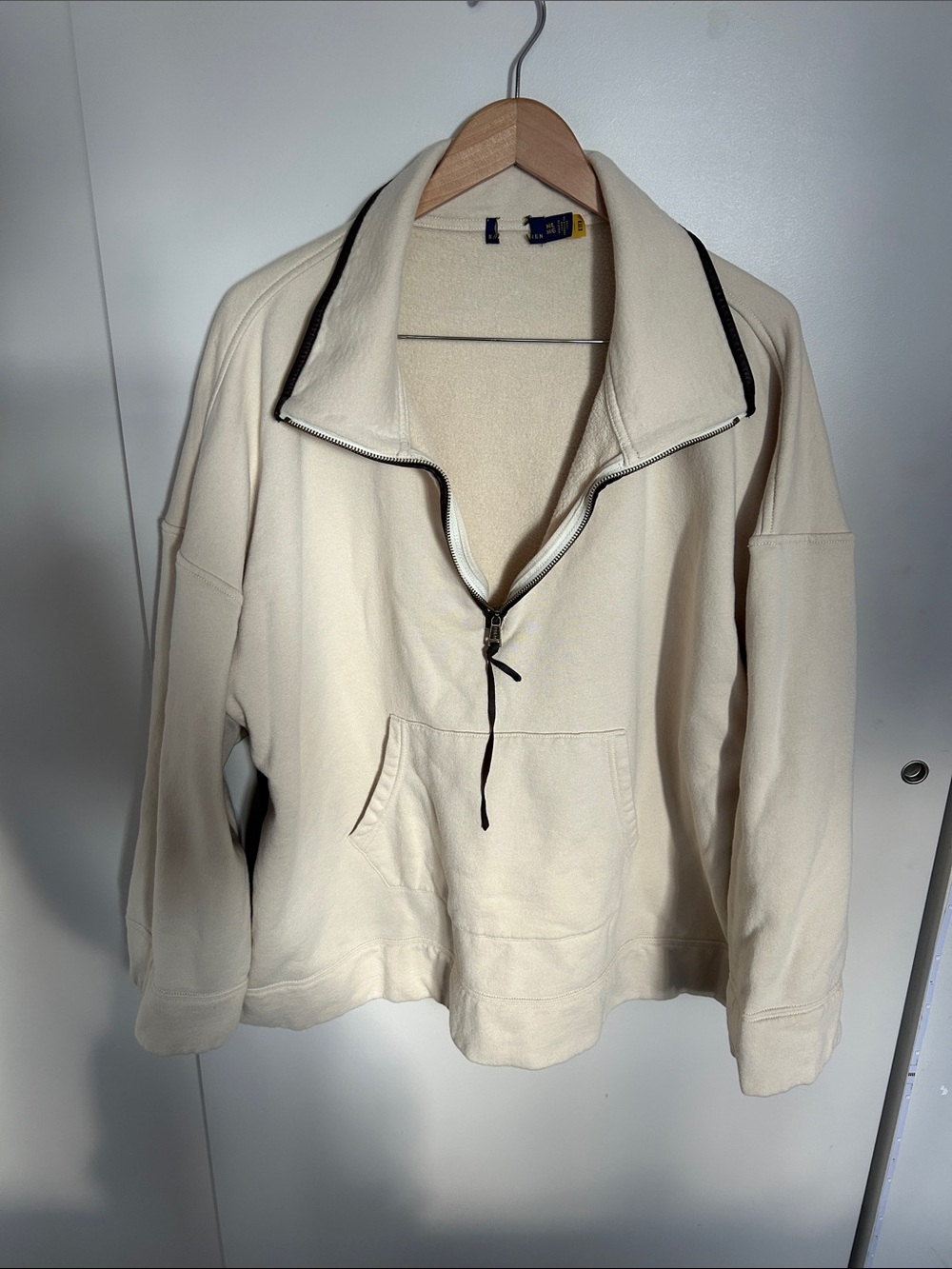 Polo by Ralph Lauren Cream Half-Zip Sweatshirt with Contrast Trim
